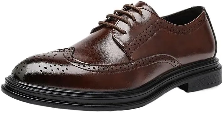 Men Dress Shoes Brown Leather Brogues Male Men Suit Leather Casual Shoes Business Shoes Shoes Fashion Men's Leather Shoes Mens Business Casual Shoes