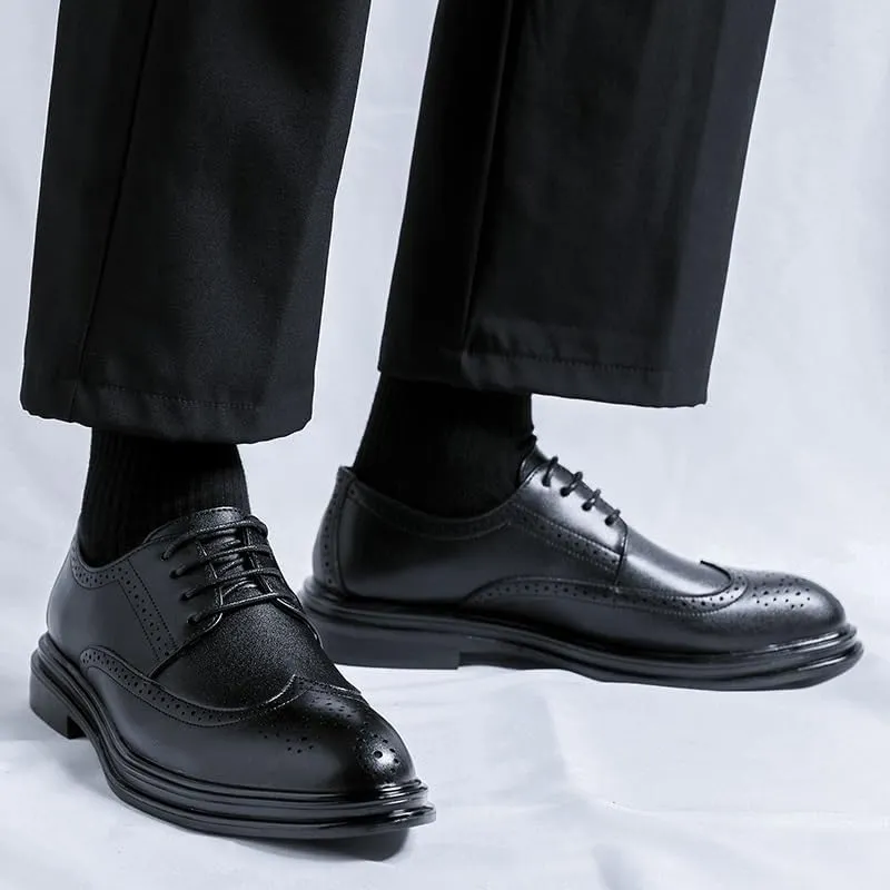 Men Dress Shoes Brown Leather Brogues Male Men Suit Leather Casual Shoes Business Shoes Shoes Fashion Men's Leather Shoes Mens Business Casual Shoes