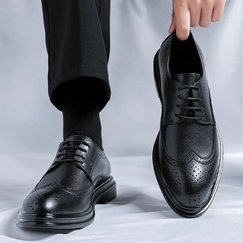 Men Dress Shoes Brown Leather Brogues Male Men Suit Leather Casual Shoes Business Shoes Shoes Fashion Men's Leather Shoes Mens Business Casual Shoes