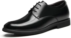 Men Elevator Dress Shoes Lace Up Non-Slip Cap Toe Fashion Height Increasing Shoes Hidden Heel Formal Shoes