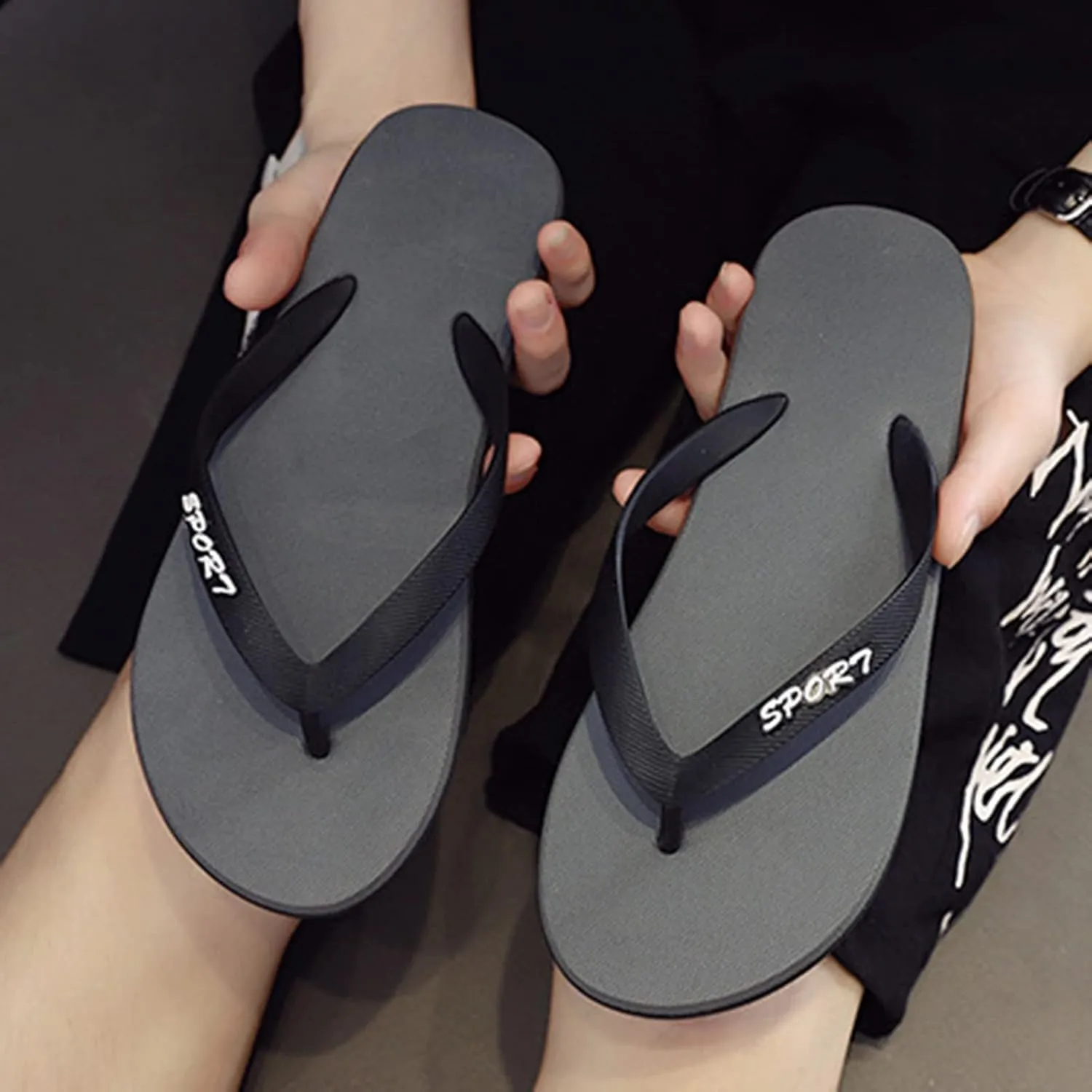 Men Fashionable Flat Toe Flip Flops Flat Beach Fashion Toe Flip Flops Sandals Beach Sandals Women