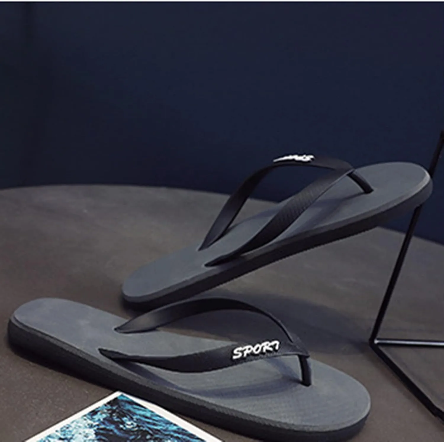 Men Fashionable Flat Toe Flip Flops Flat Beach Fashion Toe Flip Flops Sandals Beach Sandals Women