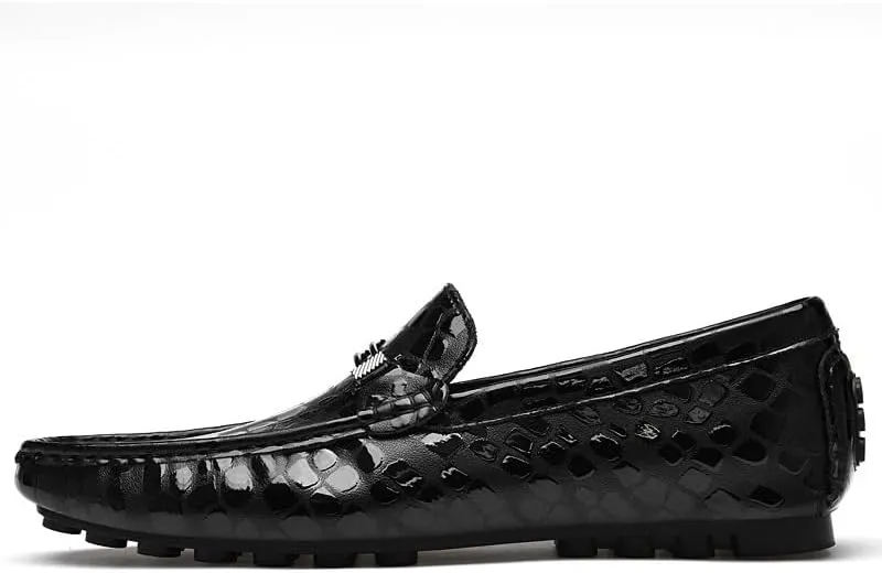 Men Loafers Pu Leather Evening Office Round Toe Anti-Slip Rubber Sole Slip Resistant Block Heel Shoe Slip-on