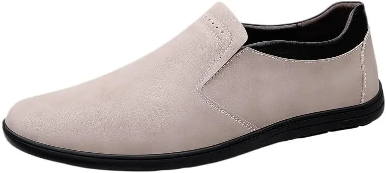Men Loafers Shoes Suede Vamp Business Tuxedo Solid Color Non Slip Low Top Block Heel Anti-Slip Shoe for Office Party Wedding