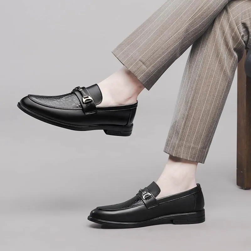 Men Party Loafers Shoes Pu Leather Comfor Uniform Solid Color Anti-Slip Non Slip Resistant Party Slip On