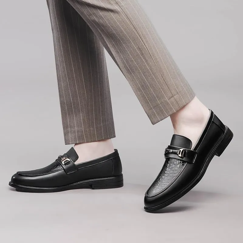 Men Party Loafers Shoes Pu Leather Comfor Uniform Solid Color Anti-Slip Non Slip Resistant Party Slip On