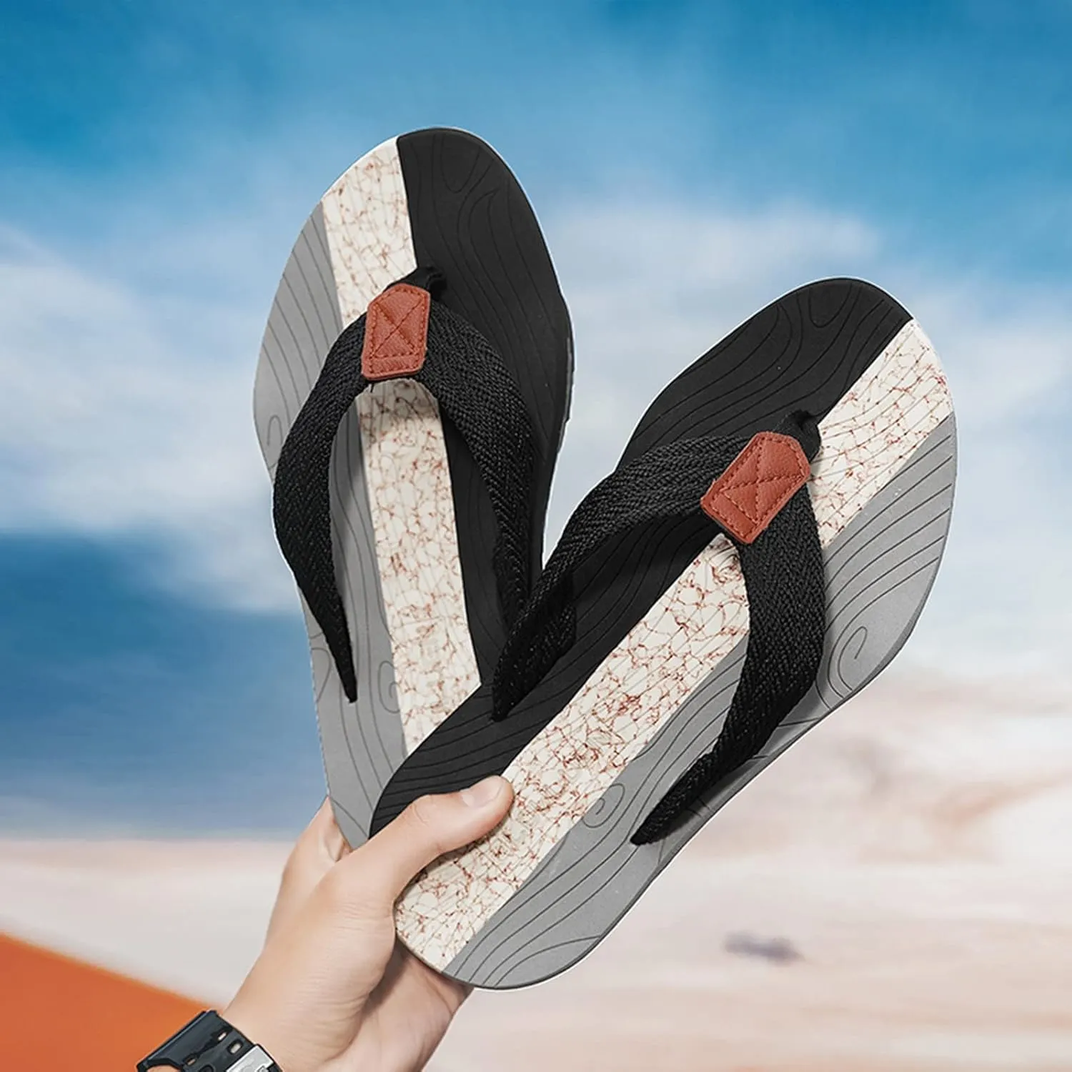 Men Shoes Fashionable Flat Herringbone Slippers Summer Breathable Beach Sandals Flip Flops Sole Threads Flip Flops Men