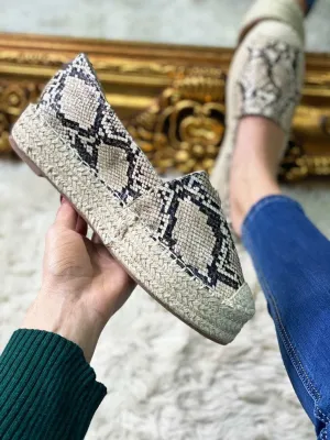 Mena Snake Print Slip On Espadrilles