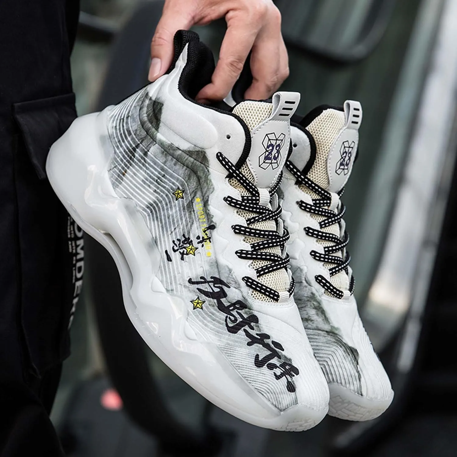 Mens And Womens Mid Top Lace Up Basketball Sneakers Comfortable And Breathable Casual Walking Shoes Anti Slip And Wear Resistant Outdoor Hiking Shoes Lightweight Carrying Wide Tennis Sneakers