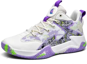 Mens Breathable Mesh Lace Up Basketball Shoes Fashion High-Top Non-Slip Sneakers Casual Gym Sports Tennis Jogging Shoes