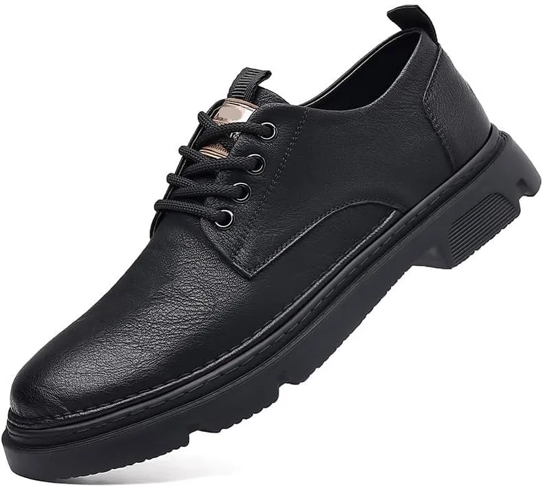 Mens British Style Leather Casual Shoes Spring Breathable Genuine Leather Soft Sole Business Fashion Oxford Shoes