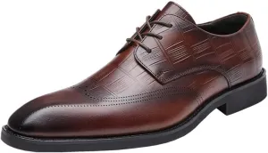 Mens Brogue Derby Dress Shoes Small Square Toe Genuine Leather British Business Formal Shoes Spring Summer Cowhide
