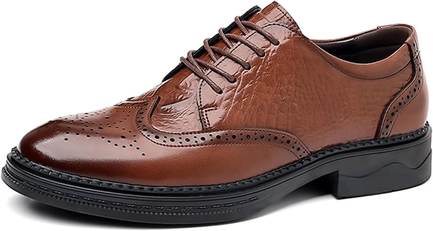 Men's Brogue Oxford Shoes Formal Shoes,Casual Business Leather Carved Lace Up Wingtip Dress Shoes Slip On Derby Shoes