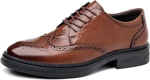 Men's Brogue Oxford Shoes Formal Shoes,Casual Business Leather Carved Lace Up Wingtip Dress Shoes Slip On Derby Shoes