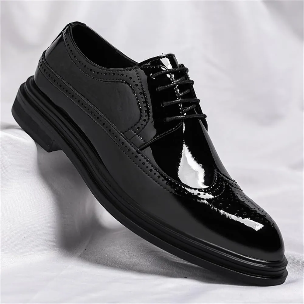 Men's Business Dress Shoes Glossy Brogue Carved Youth Formal Shoes Groom Wedding Shoes(7)