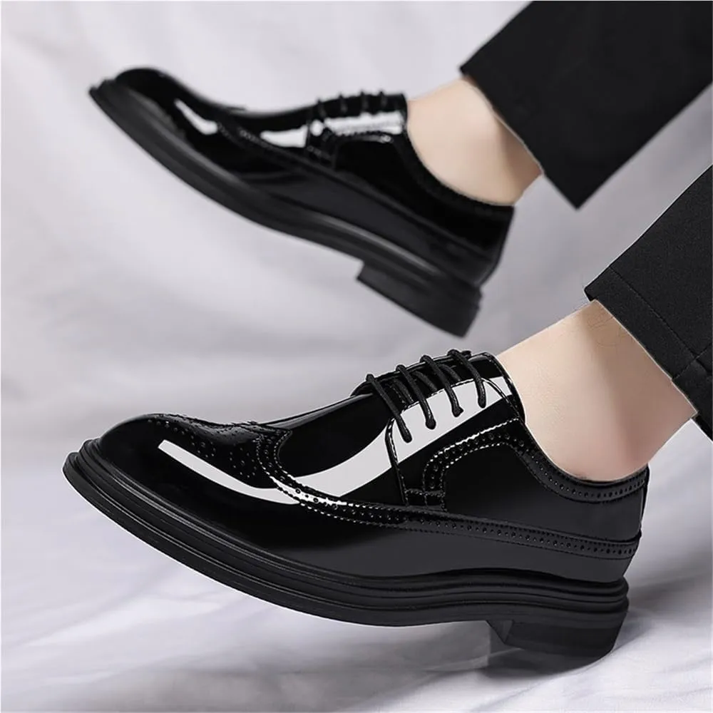 Men's Business Dress Shoes Glossy Brogue Carved Youth Formal Shoes Groom Wedding Shoes(7)