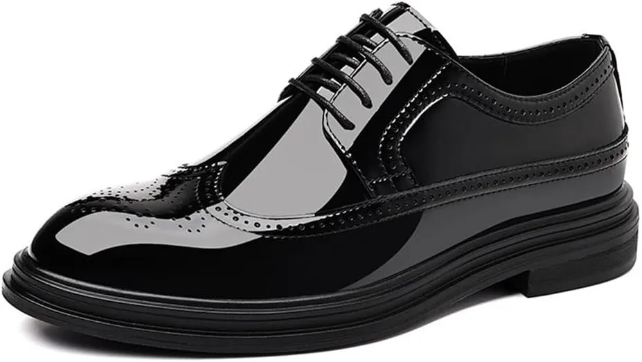 Men's Business Dress Shoes Glossy Brogue Carved Youth Formal Shoes Groom Wedding Shoes(7)