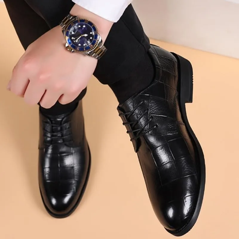 Men's Business Leather Dress Shoes Classic Lace-up Formal Oxfords Shoes