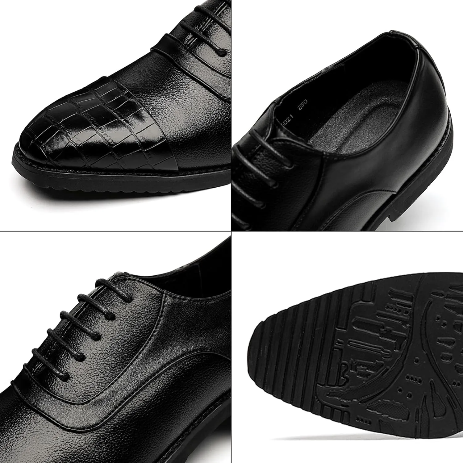 Men's Cap Toe Dress Oxford Shoes Fashion Printed Splicing Leather Lace-up Low Top Business Formal Shoes Casual Derby Oxfords