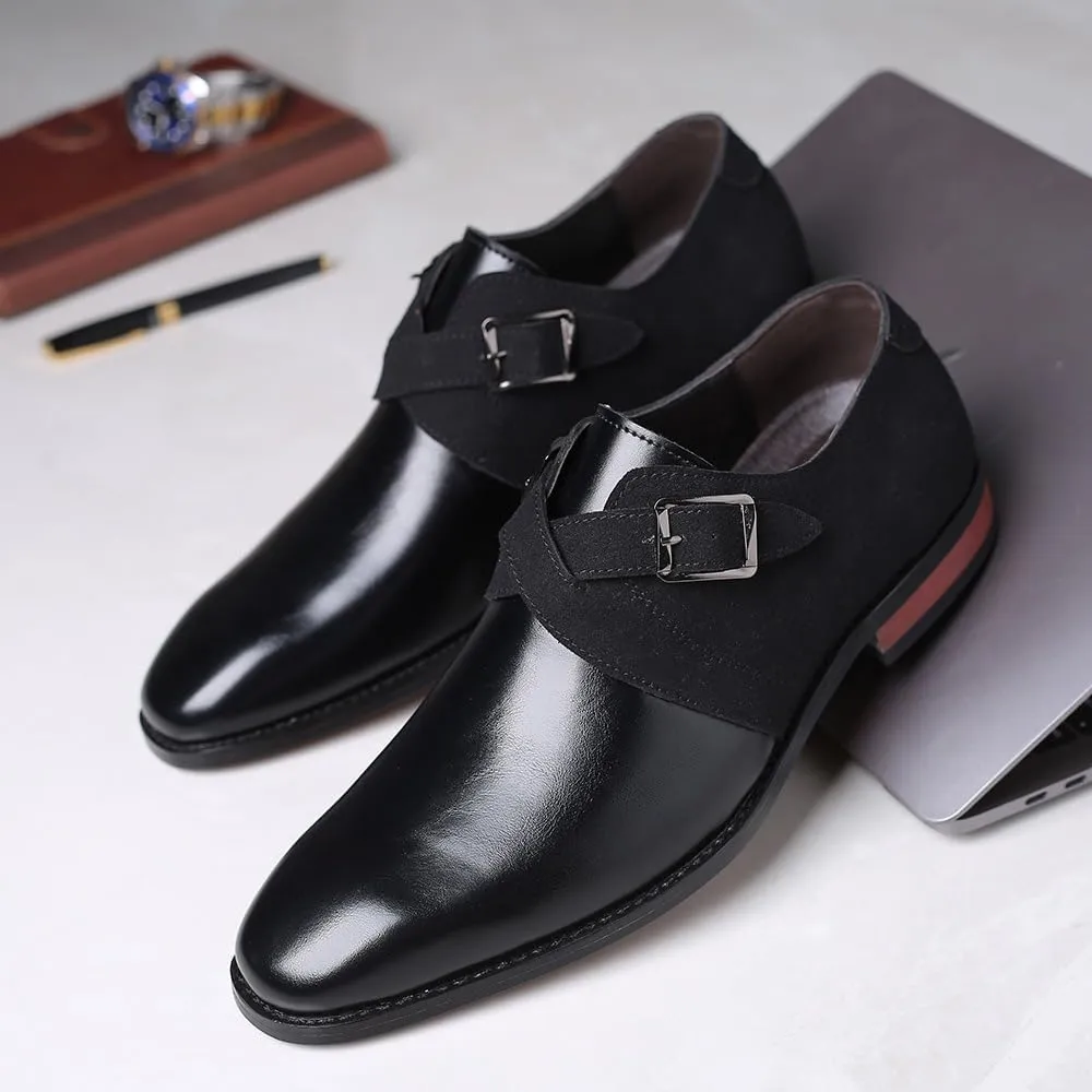Men's Cap Toe Monk Strap Loafer Slip-on Business Casual Shoes