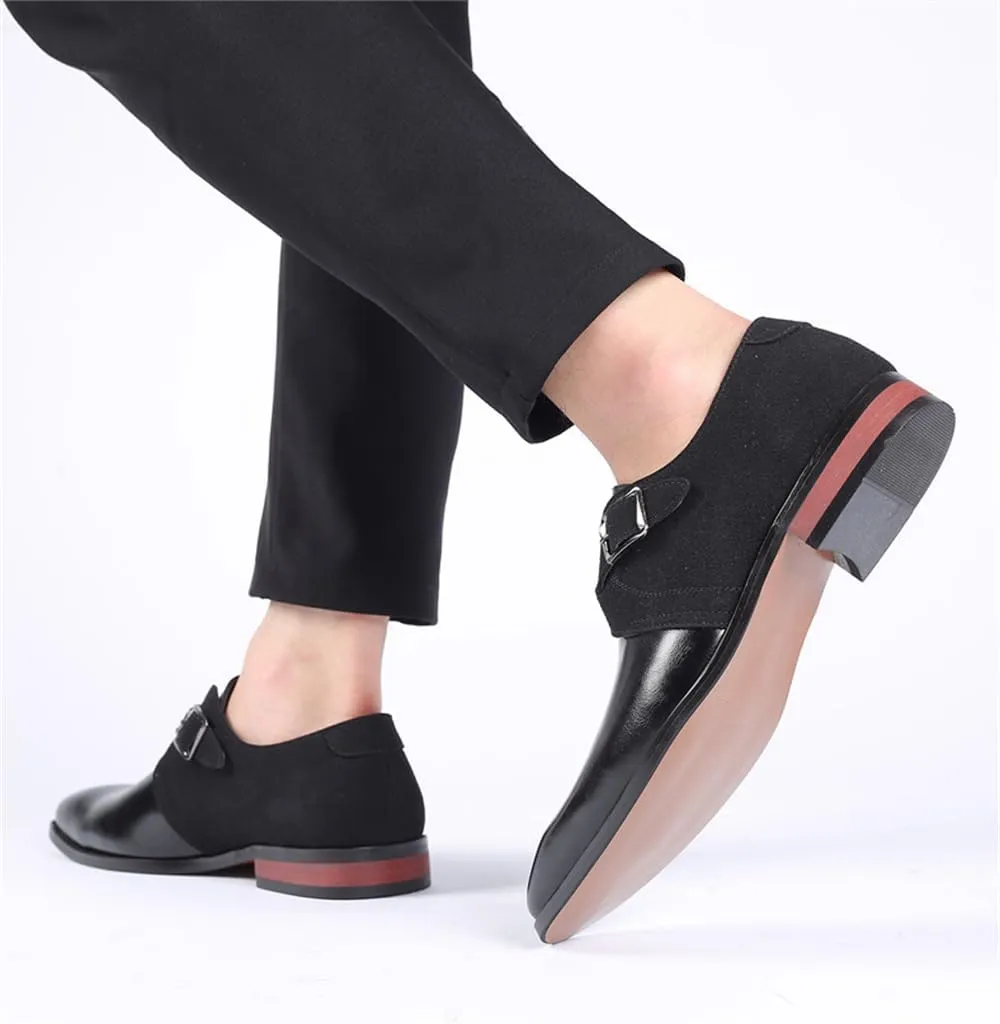 Men's Cap Toe Monk Strap Loafer Slip-on Business Casual Shoes