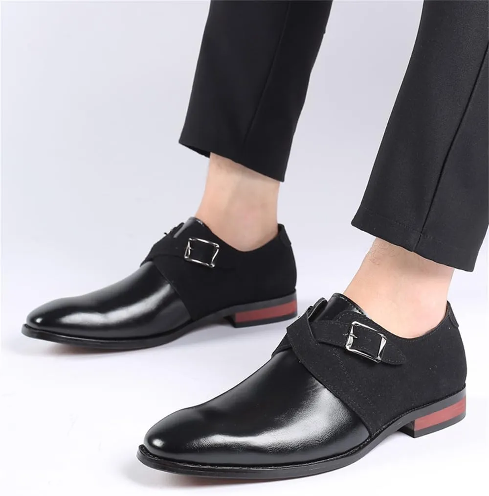 Men's Cap Toe Monk Strap Loafer Slip-on Business Casual Shoes
