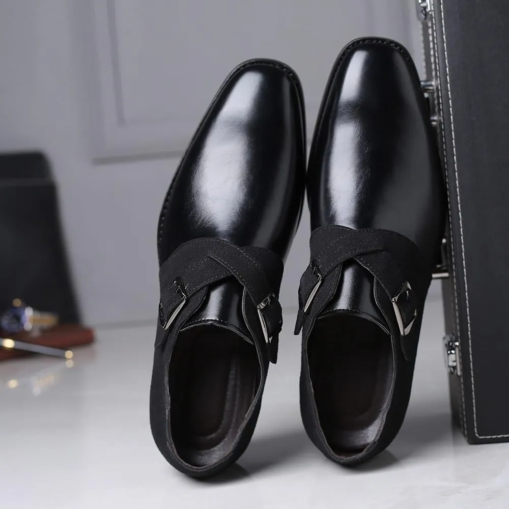 Men's Cap Toe Monk Strap Loafer Slip-on Business Casual Shoes
