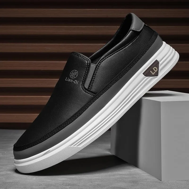 Men's Casual Flats Soft Driving Walking Loafer Shoes Formal Leather Loafers Business Oxford Comfortable Non-Slip Low Top Business Work Shoes