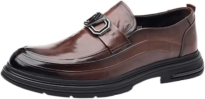 Men's Casual Genuine Leather Flats Soft Driving Walking Loafer Shoes Mens Genuine Leather Lace-Up Vintage Oxfords