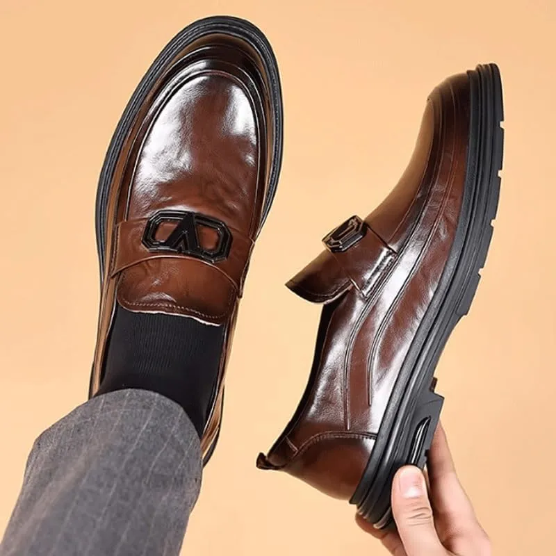 Men's Casual Genuine Leather Flats Soft Driving Walking Loafer Shoes Mens Genuine Leather Lace-Up Vintage Oxfords