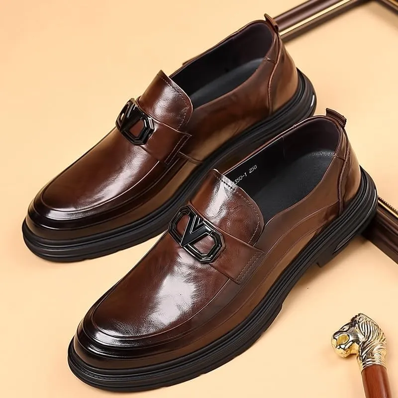 Men's Casual Genuine Leather Flats Soft Driving Walking Loafer Shoes Mens Genuine Leather Lace-Up Vintage Oxfords