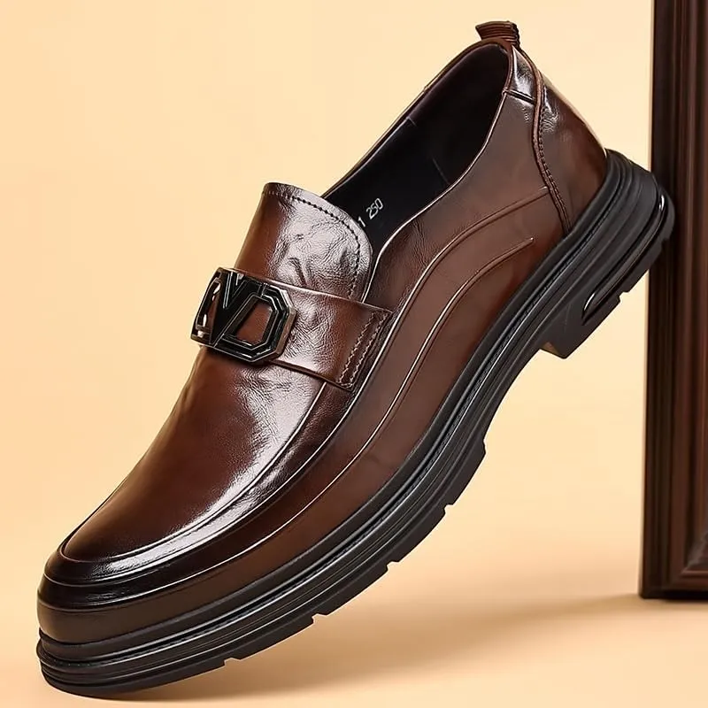 Men's Casual Genuine Leather Flats Soft Driving Walking Loafer Shoes Mens Genuine Leather Lace-Up Vintage Oxfords