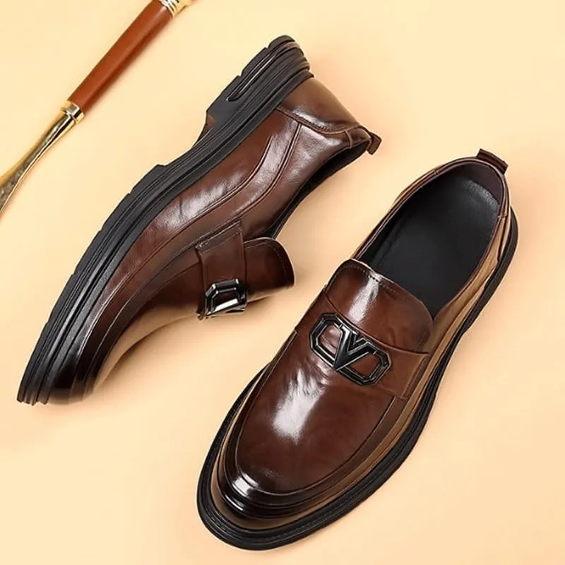Men's Casual Genuine Leather Flats Soft Driving Walking Loafer Shoes Mens Genuine Leather Lace-Up Vintage Oxfords