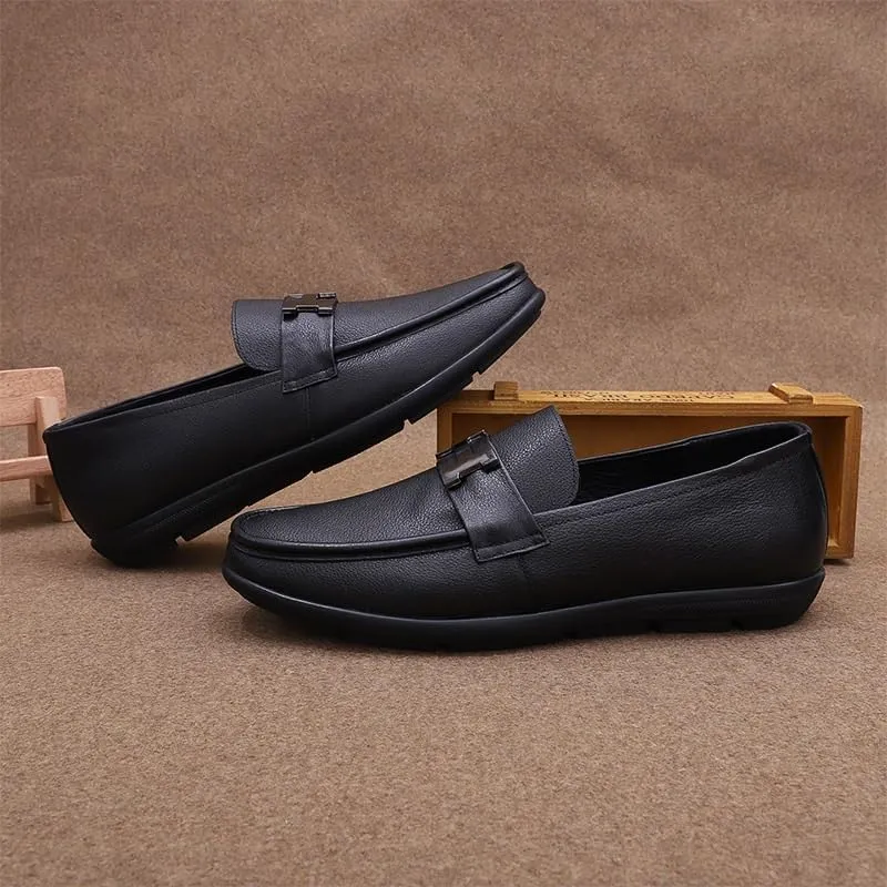 Men's Casual Genuine Leather Flats Soft Driving Walking Loafer Shoes Mens Genuine Leather Platform Slip-On Oxfords