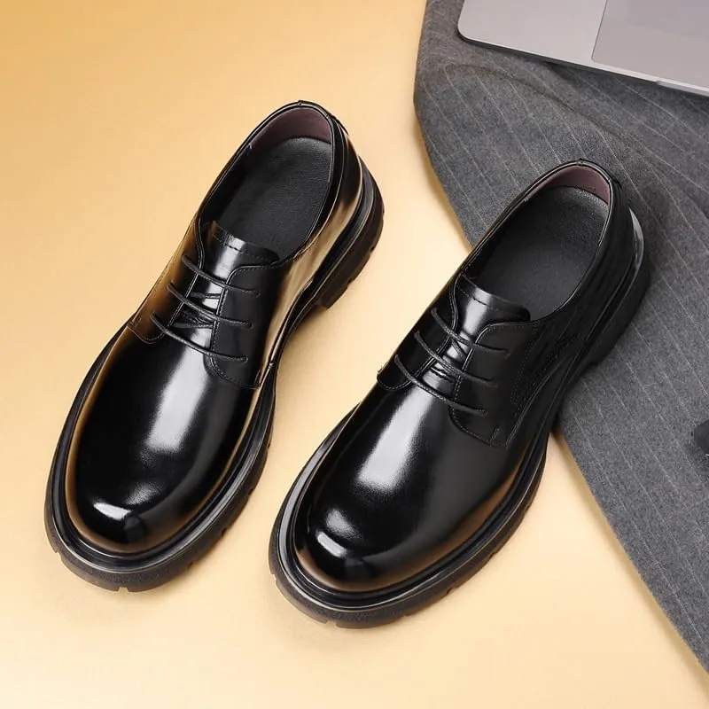 Men's Casual Genuine Leather Lace Up Flats Hand-Sewed Walking Driving Loafers Shoes Breathable Shoes for Business Office Wear