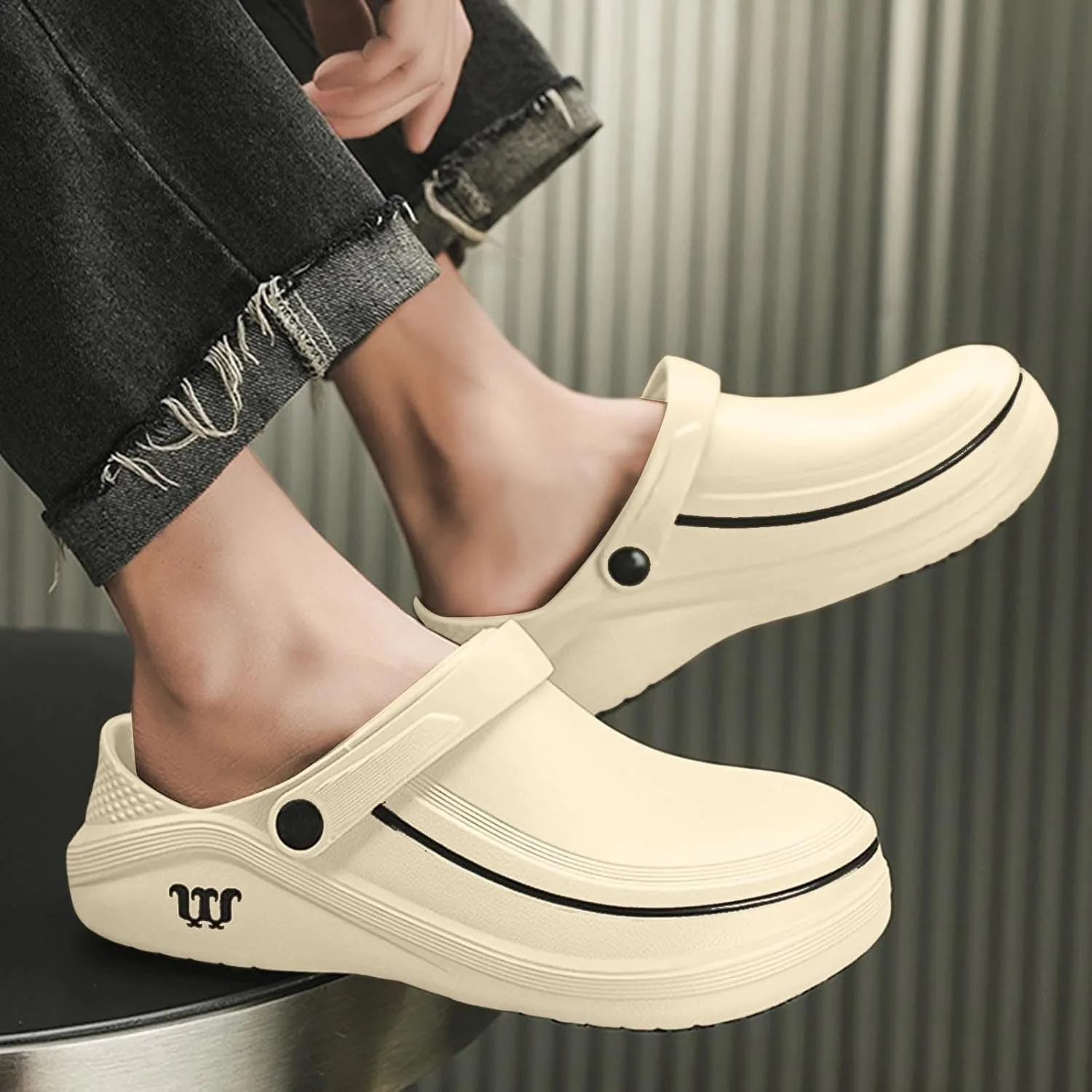 Men's Casual Work Toe Toe Solid Color Soft Sole Fashion Sandals Double Strap Sandals Men Slippers