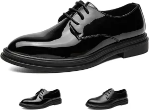 Men's Classic Lace Up Oxfords Dress Shoes,Fashion Pointed Toe Business Wedding Work Oxford Formal Shoes Faux Patent Leather Tuxedo Derby Shoes
