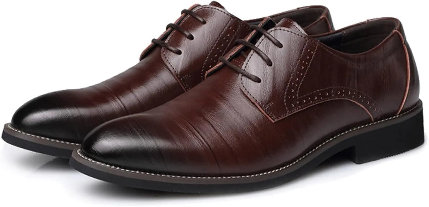 Mens Comfortable Business Casual Shoes Classical Style Shoes for Men Slip On PU Leather Low Rubber Sole Block Heel Work Mens Dress Shoes Men's Loafers Slip-Ons Casual
