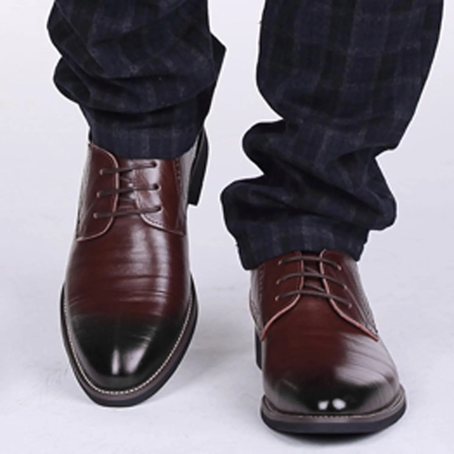 Mens Comfortable Business Casual Shoes Classical Style Shoes for Men Slip On PU Leather Low Rubber Sole Block Heel Work Mens Dress Shoes Men's Loafers Slip-Ons Casual