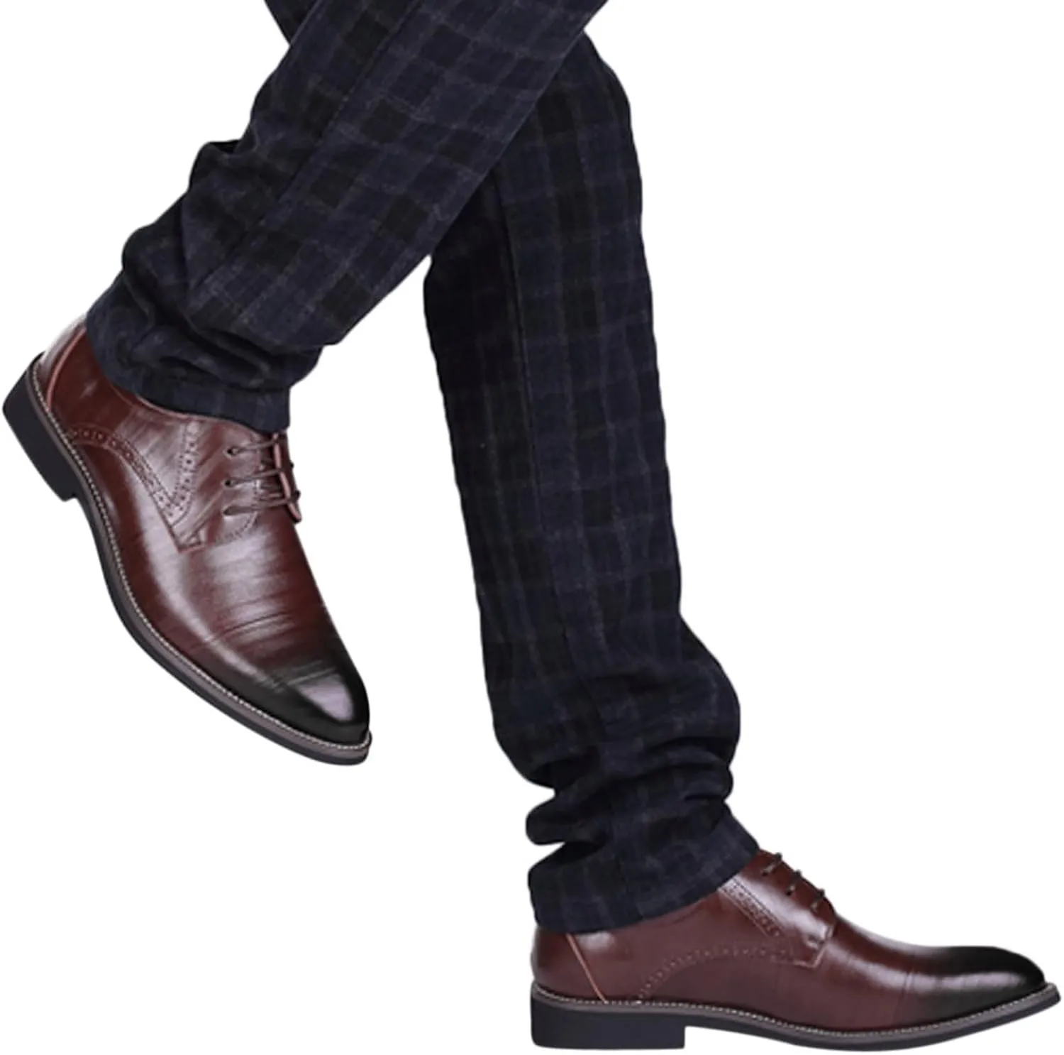 Mens Comfortable Business Casual Shoes Classical Style Shoes for Men Slip On PU Leather Low Rubber Sole Block Heel Work Mens Dress Shoes Men's Loafers Slip-Ons Casual