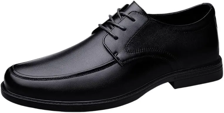 Mens Dress Oxford Formal Shoes Fashion Lace Up Comfort Orthopedic Plain Toe Pu Leather Non Slip Anti-Slip Wedding