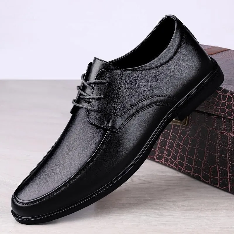 Mens Dress Oxford Formal Shoes Fashion Lace Up Comfort Orthopedic Plain Toe Pu Leather Non Slip Anti-Slip Wedding