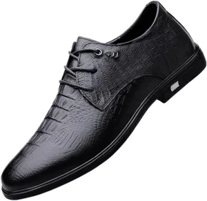 Men's Dress Oxford Formal Shoes Lace Up Prom Breathable Vegan Leather Party Block Heel Shoe