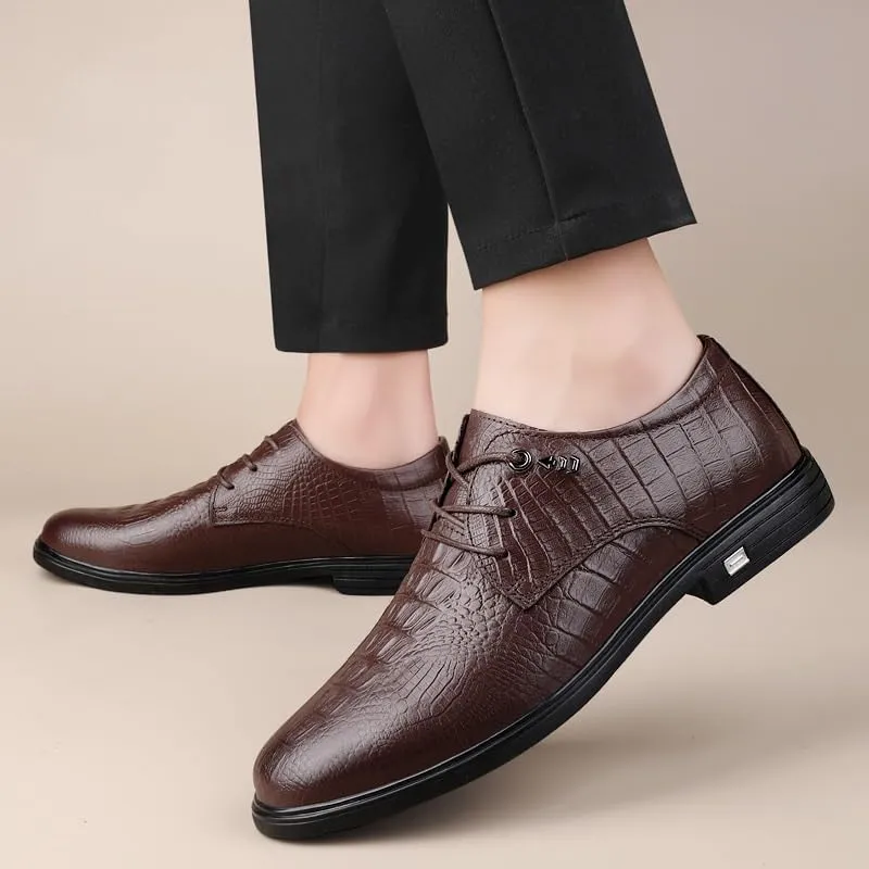 Men's Dress Oxford Formal Shoes Lace Up Prom Breathable Vegan Leather Party Block Heel Shoe