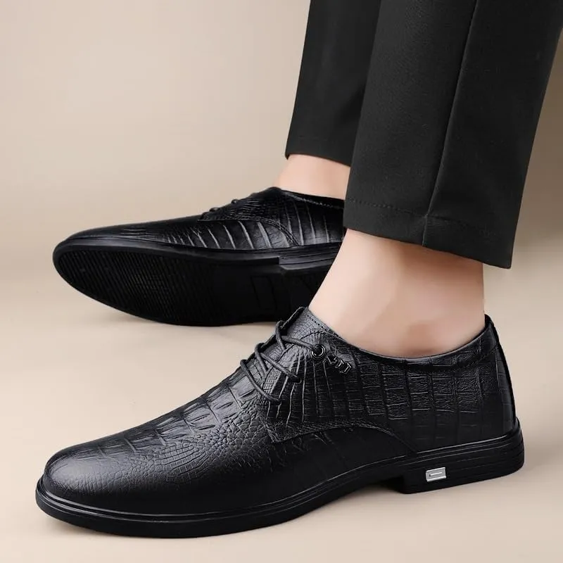 Men's Dress Oxford Formal Shoes Lace Up Prom Breathable Vegan Leather Party Block Heel Shoe