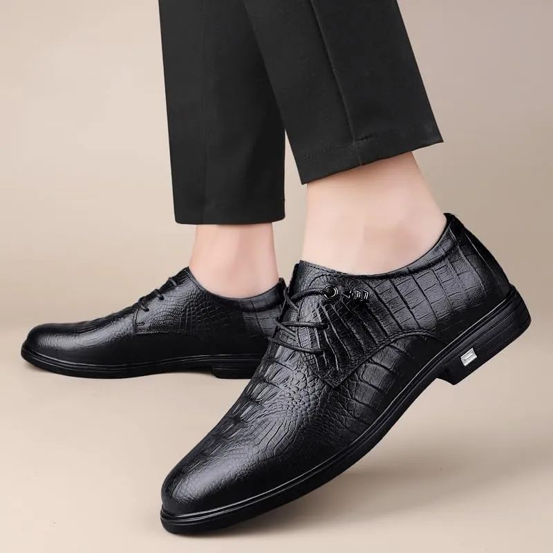 Men's Dress Oxford Formal Shoes Lace Up Prom Breathable Vegan Leather Party Block Heel Shoe