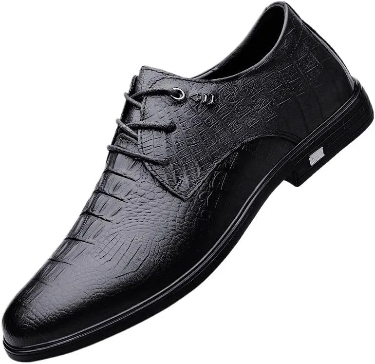 Men's Dress Oxford Formal Shoes Lace Up Prom Breathable Vegan Leather Party Block Heel Shoe