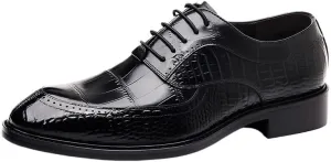 Mens Dress Oxford Formal Shoes Vintage Lace Up Comfort Orthopedic Pointed Toe Luxury Leather Business Non Slip Rubber Sole Low Top Shoe