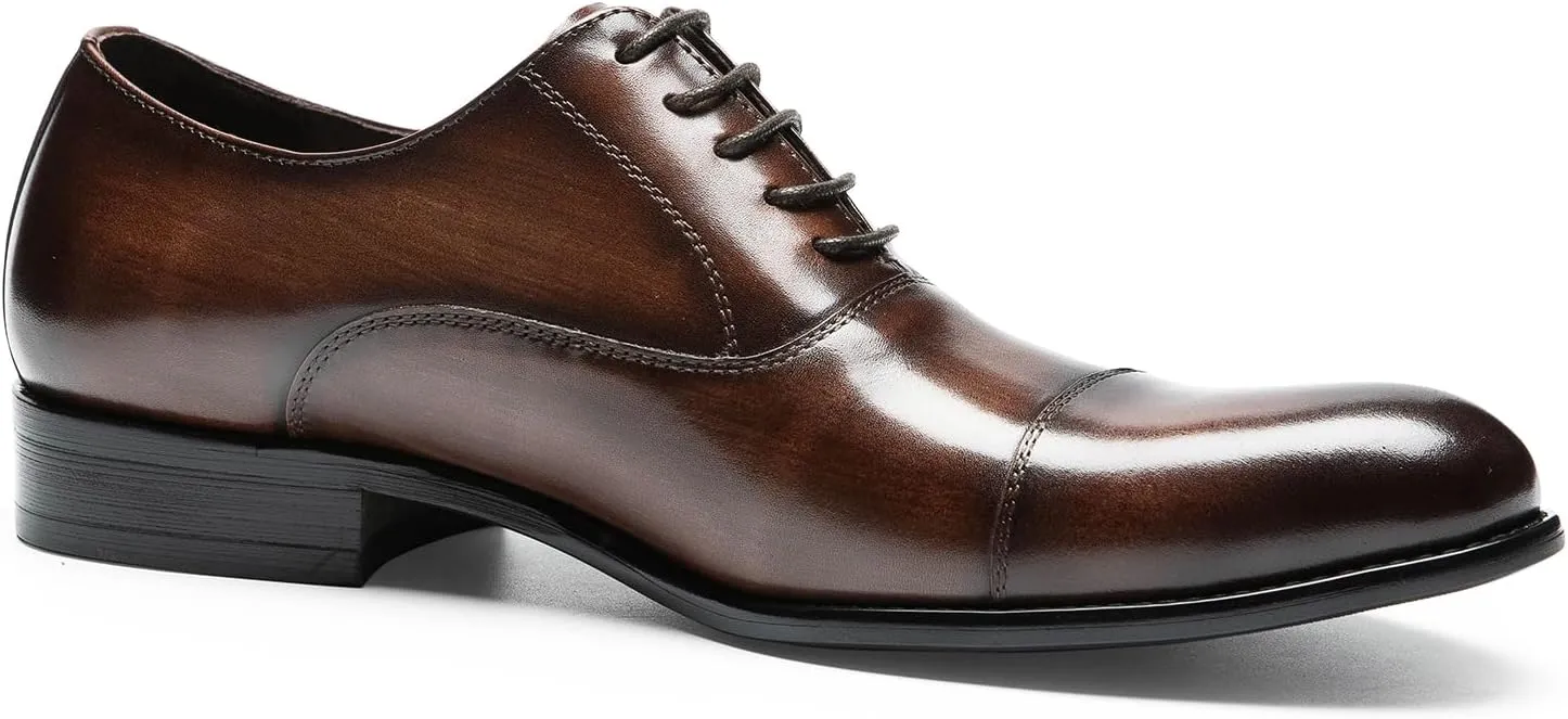 Men's Dress Shoes - Cap Toe Oxford in Genuine Leather | Classic Formal Shoes for Business & Weddings