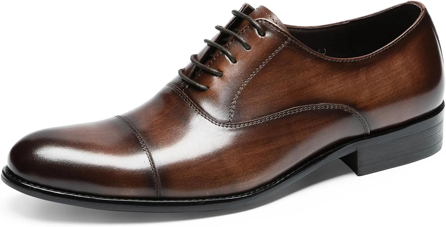 Men's Dress Shoes - Cap Toe Oxford in Genuine Leather | Classic Formal Shoes for Business & Weddings